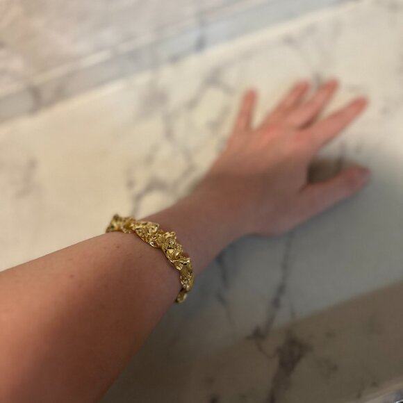 Emery 24K Plated Gold Textered Cuff Bracelet - Picture 7 of 11